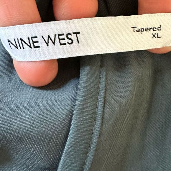 Nine West Teal Gray Tapered Leg Casual Cargo Pants w Self Tie Waist Womens XL - Picture 4 of 10